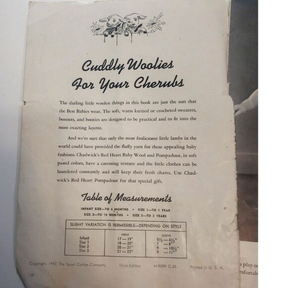 VINTAGE 1942 CHADWICK's Red Heart Woolies For Babies Book 178- 24 Pgs. - Picture 5 of 14